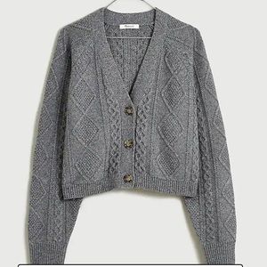 Madewell Shimmer Cable Knit Cardigan in grey - size large